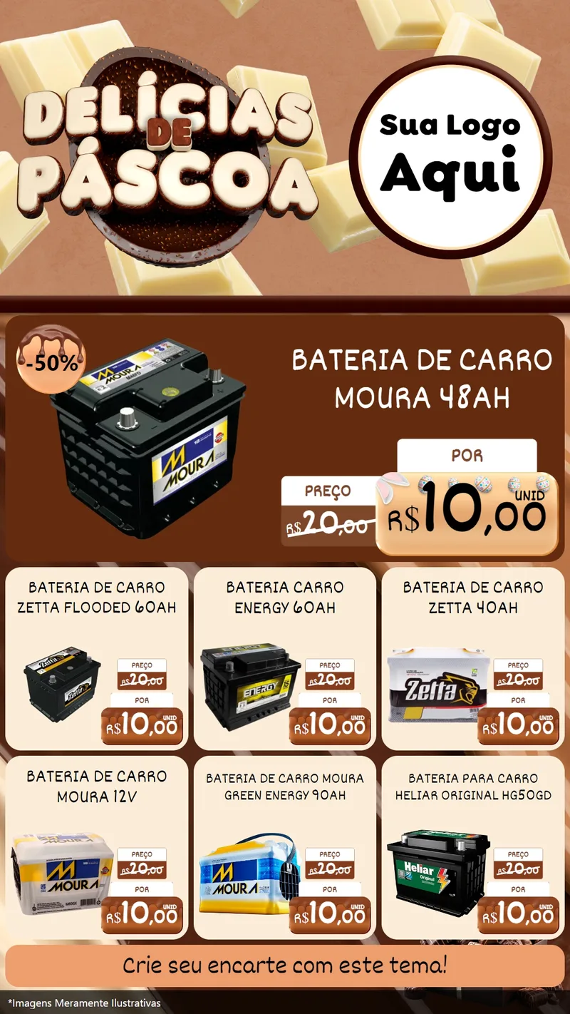 Modelo de Rede Social para Stories com o tema Delícias de Páscoa para Baterias Elétricas