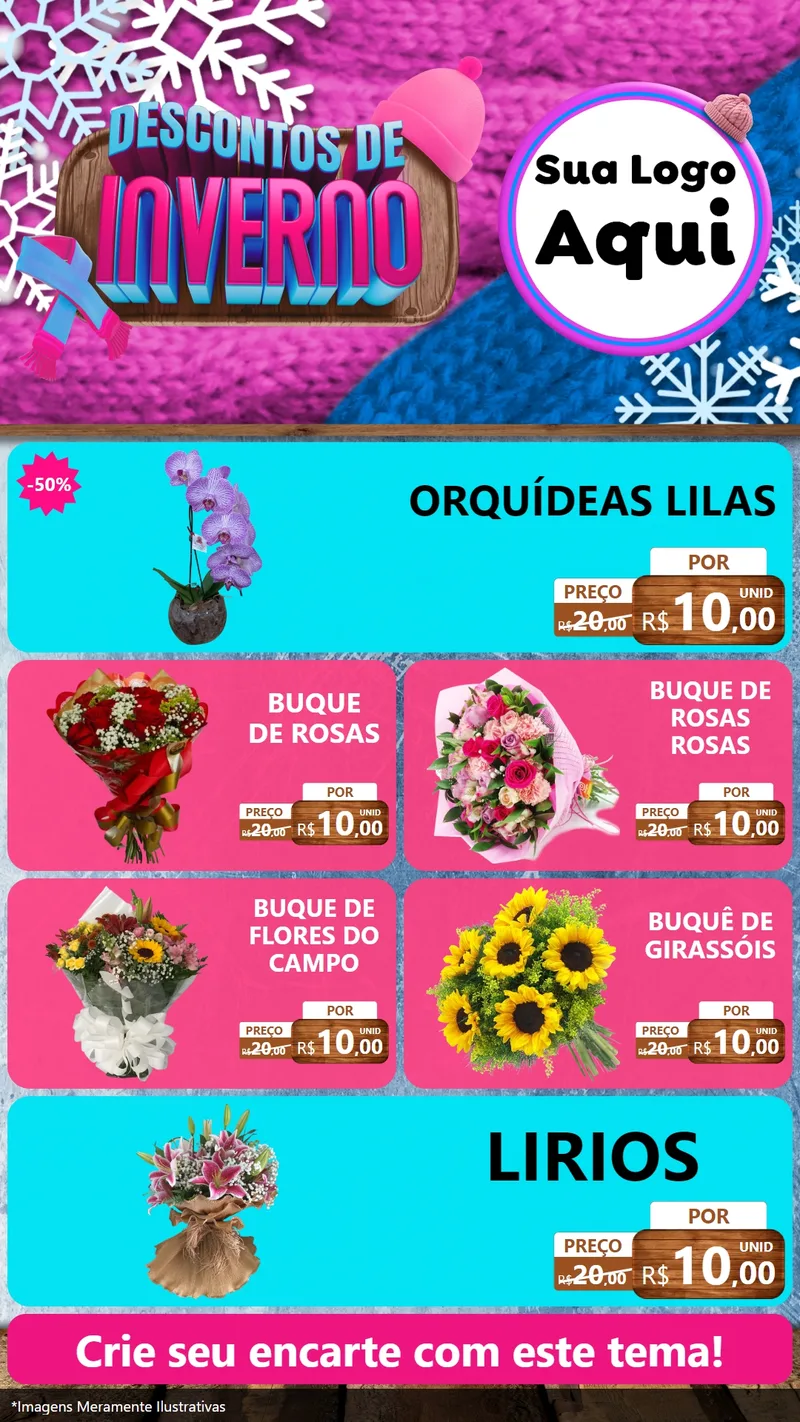 Modelo de TV para TV Vertical com o tema Descontos de Inverno para Floricultura e jardim