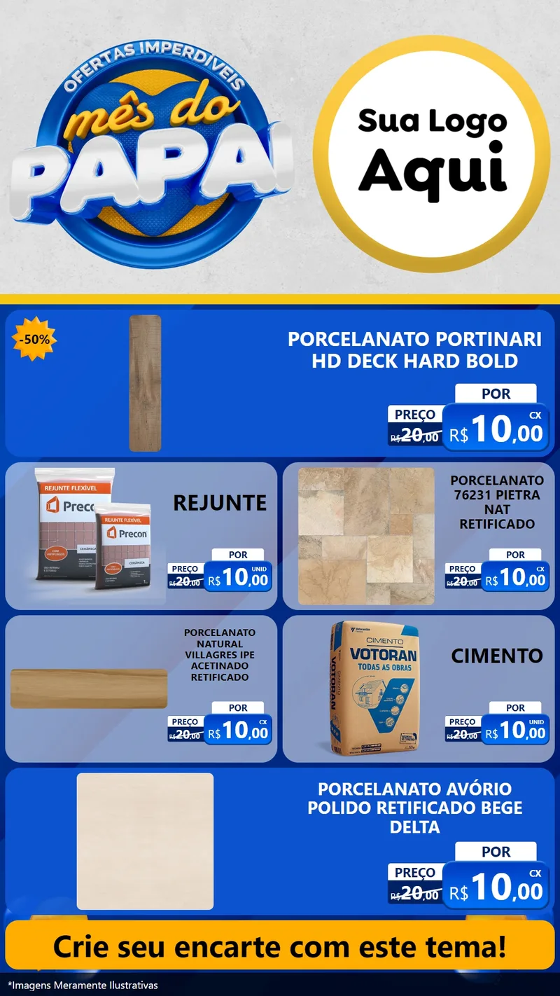 Modelo de TV para TV Vertical com o tema Ofertas Imperdíveis Mês Do Papai para Pisos e revestimentos