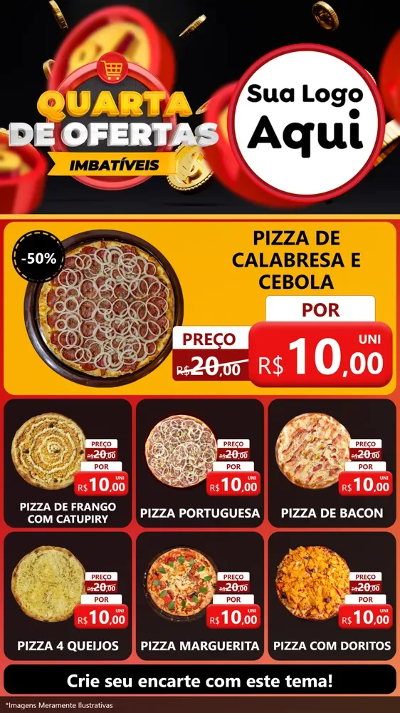 Modelo de Rede Social para Stories com o tema Quarta de Ofertas Imbatíveis para Pizzaria