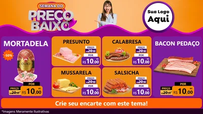 Modelo de TV para TV Horizontal com o tema Semana do Preço Baixo para Frios e Laticínios