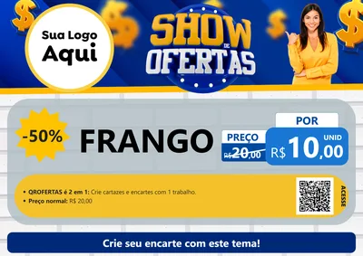 Modelo de Cartaz para Cartaz A4 Horizontal com o tema Show de Ofertas para Assados