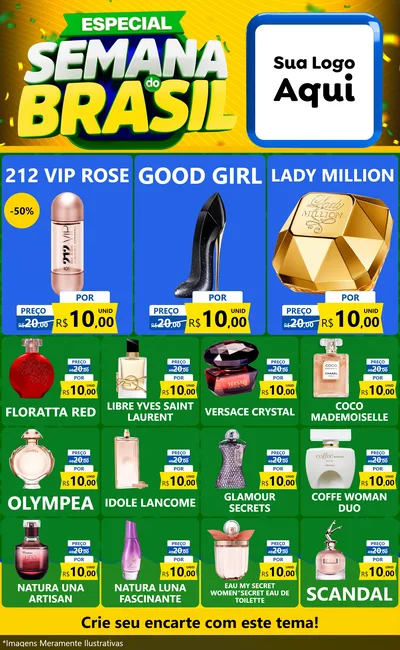 Modelo de Encarte para Encarte Grande com o tema Especial Semana do Brasil para Perfumes