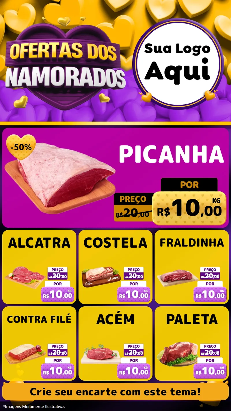 Modelo de Rede Social para Stories com o tema Oferta Dos Namorados para Açougue