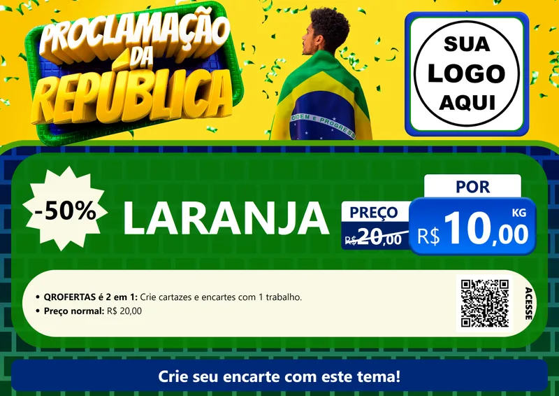 Modelo de Cartaz para Cartaz A4 Horizontal com o tema Proclamação da República para Hortifrúti