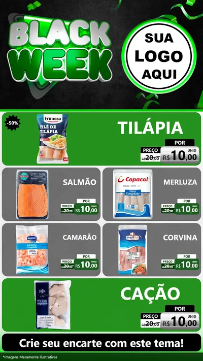 Modelo de TV para TV Vertical com o tema Black Week para Peixaria