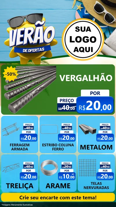 Modelo de Rede Social para Stories com o tema Verão de Ofertas para Ferragens
