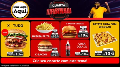 Modelo de TV para TV Horizontal com o tema Quarta Turbinada para Hamburgueria