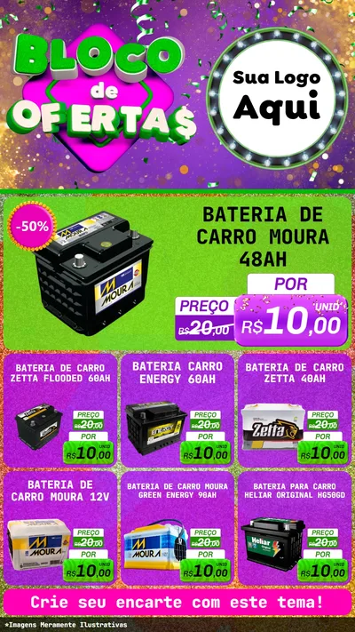 Modelo de Rede Social para Stories com o tema Bloco de Ofertas para Baterias Elétricas