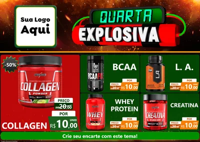 Modelo de Encarte para Encarte A4 Horizontal com o tema Quarta Explosiva para Suplementos alimentares