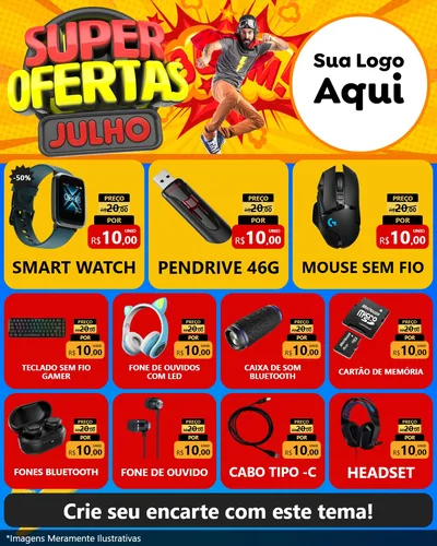 Modelo de Rede Social para Feed Instagram com o tema Super Ofertas Julho para Informática