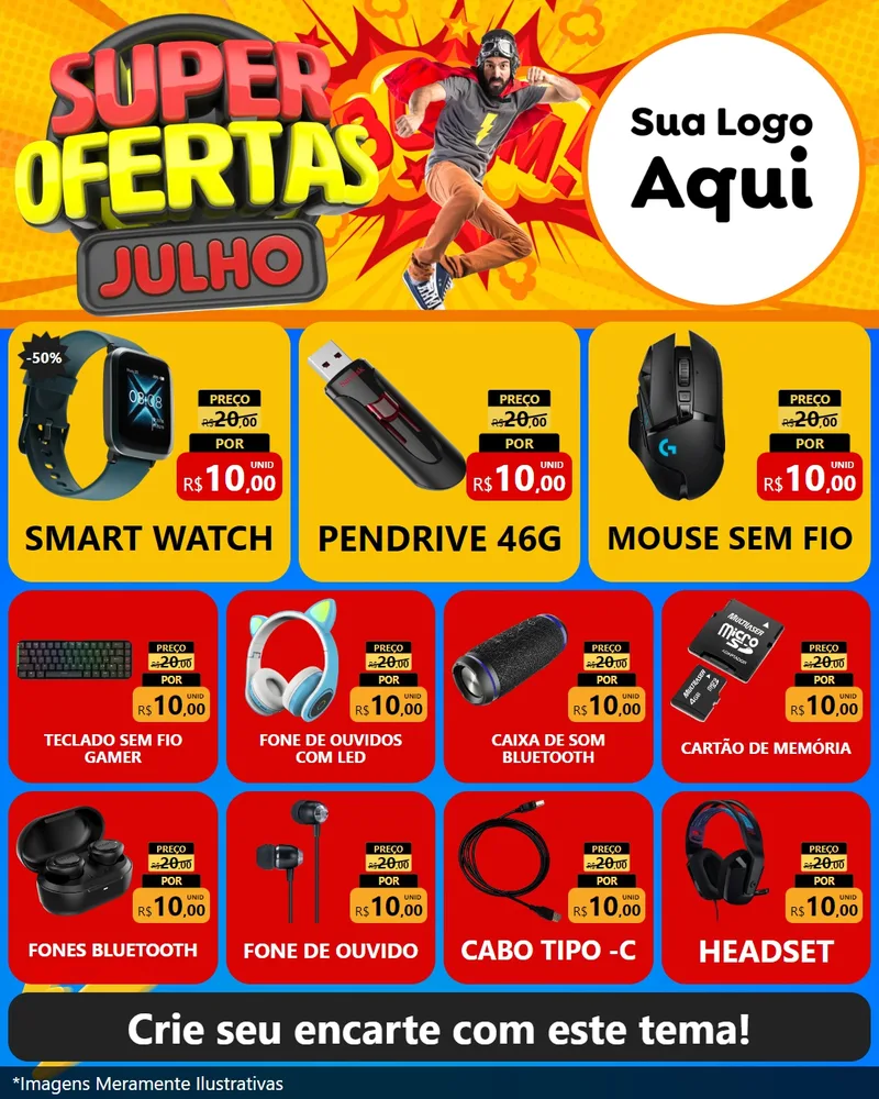 Modelo de Rede Social para Feed Instagram com o tema Super Ofertas Julho para Informática