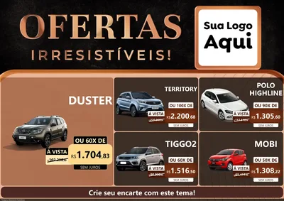 Modelo de Encarte para Encarte A4 Horizontal com o tema Ofertas Irresistíveis! para Concessionaria de Carros