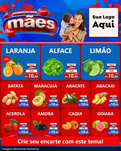 Modelo de Rede Social para Feed Instagram com o tema Promoção das Mães para Hortifrúti