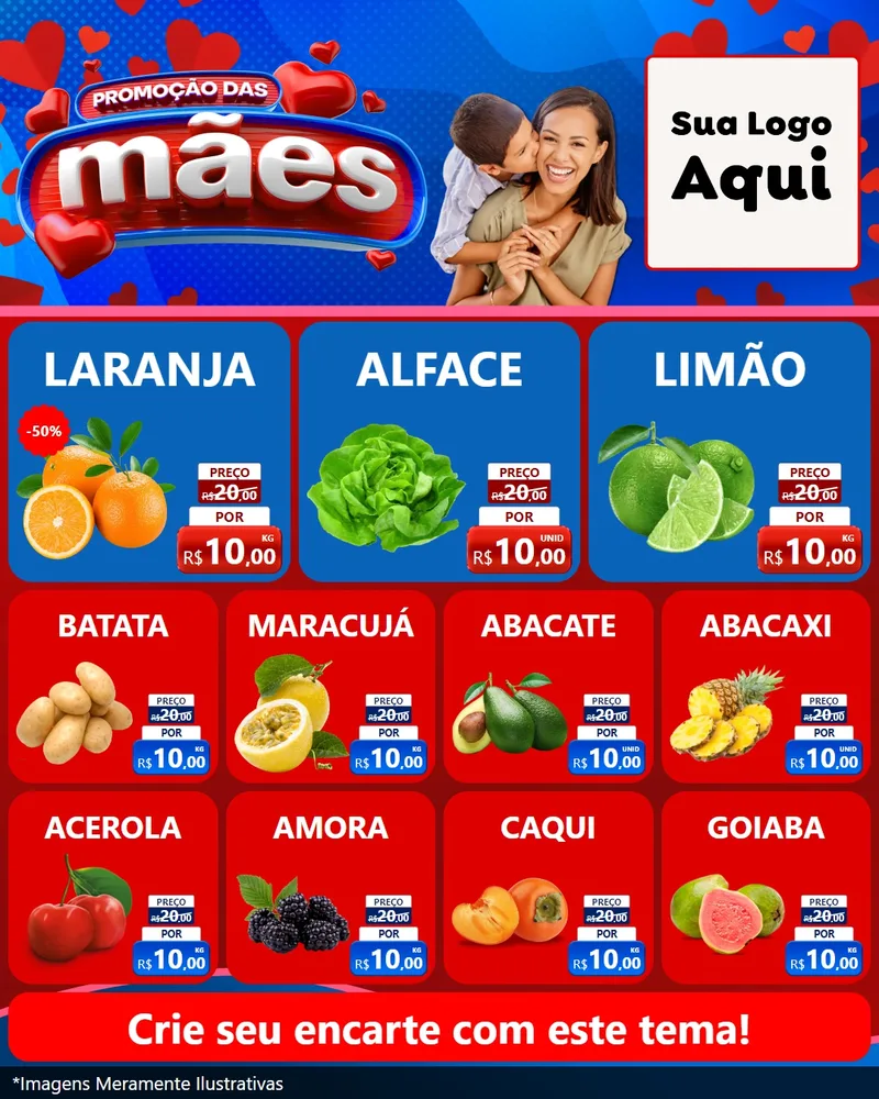 Modelo de Rede Social para Feed Instagram com o tema Promoção das Mães para Hortifrúti