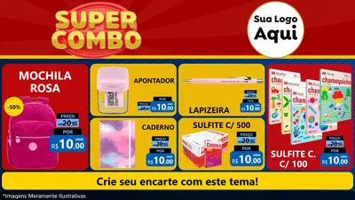 Modelo de TV para TV Horizontal com o tema Super Combo para Papelaria