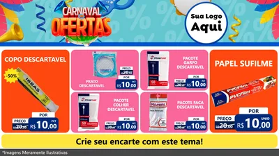 Modelo de TV para TV Horizontal com o tema Carnaval de Ofertas para Embalagens