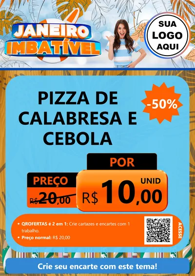 Modelo de Cartaz para Cartaz A4 Vertical com o tema Janeiro Imbatível para Pizzaria