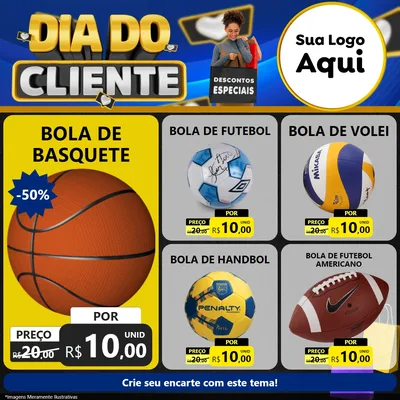 Modelo de Rede Social para Feed Facebook com o tema Dia Do Cliente para Artigos Esportivos