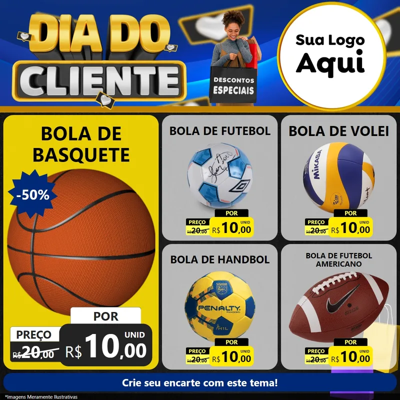 Modelo de Rede Social para Feed Facebook com o tema Dia Do Cliente para Artigos Esportivos