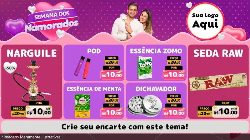 Modelo de TV para TV Horizontal com o tema Semana dos Namorados para Tabacaria