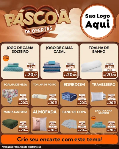 Modelo de Rede Social para Feed Instagram com o tema Páscoa de Ofertas para Cama, Mesa e Banho