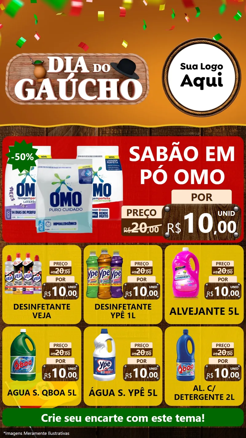 Modelo de Rede Social para Stories com o tema Dia do Gaúcho para Produtos de Limpeza