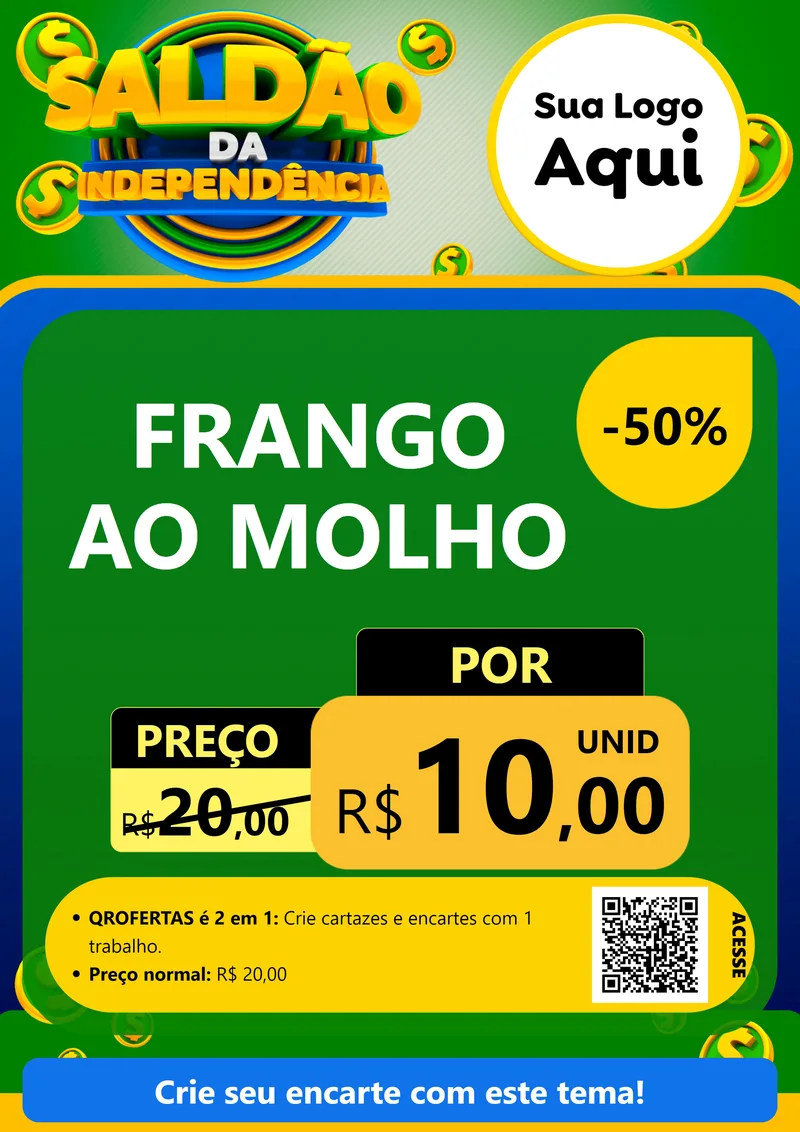 Modelo de Cartaz para Cartaz A4 Vertical com o tema Saldão da Indepêndencia para Restaurante