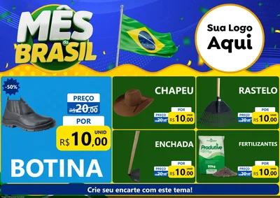 Modelo de Encarte para Encarte A4 Horizontal com o tema Mês do Brasil para Agropecuária