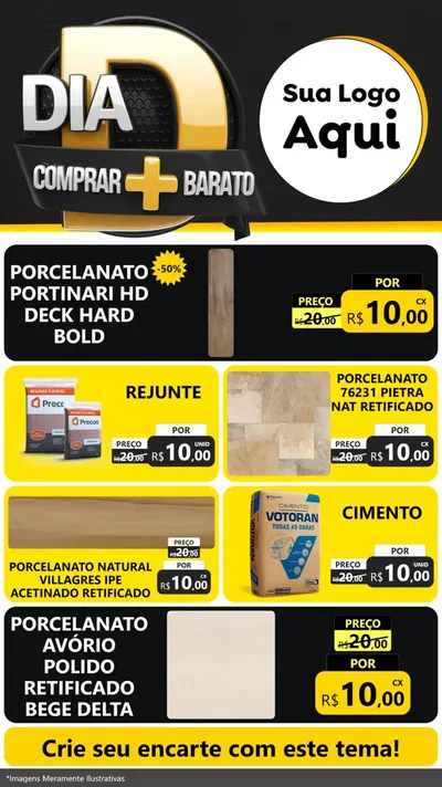 Modelo de TV para TV Vertical com o tema Dia D Mais Economia para Pisos e revestimentos