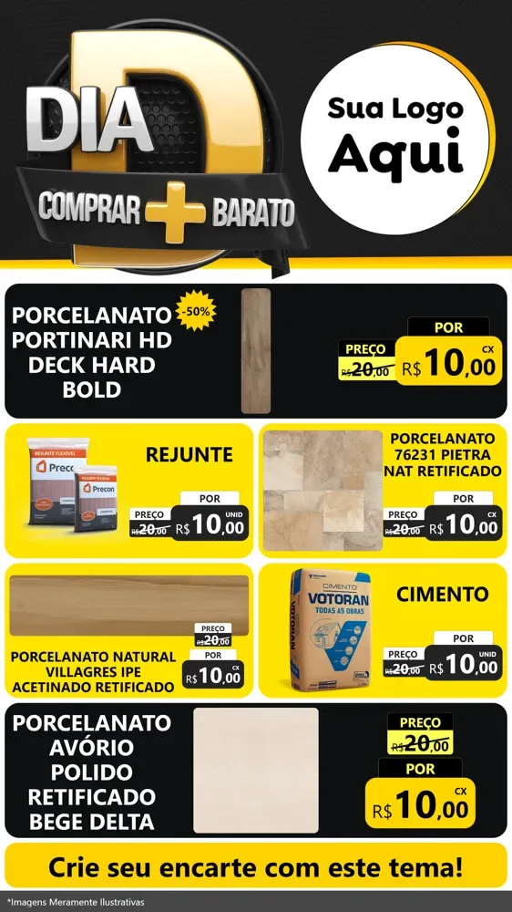 Modelo de TV para TV Vertical com o tema Dia D Mais Economia para Pisos e revestimentos