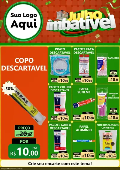 Modelo de Encarte para Encarte A4 Vertical com o tema Julho Imbatível para Embalagens