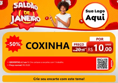 Modelo de Cartaz para Cartaz A4 Horizontal com o tema Saldão de Janeiro para Salgadaria