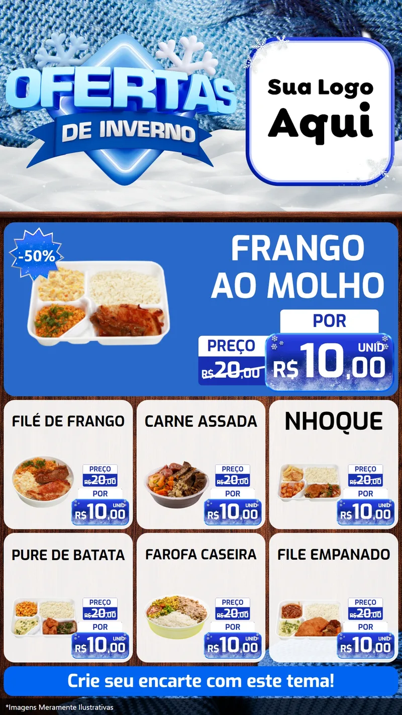 Modelo de Rede Social para Stories com o tema Ofertas de Inverno para Restaurante