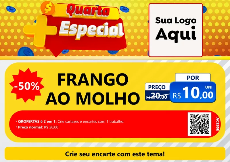 Modelo de Cartaz para Cartaz A4 Horizontal com o tema Quarta Mais Especial para Restaurante
