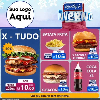 Modelo de Rede Social para Feed Facebook com o tema Ofertas de Inverno para Hamburgueria