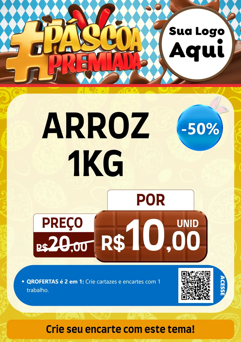 Modelo de Cartaz para Cartaz A4 Vertical com o tema Páscoa Premiada para Supermercado