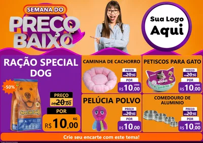 Modelo de Encarte para Encarte A4 Horizontal com o tema Semana do Preço Baixo para Pet Shop