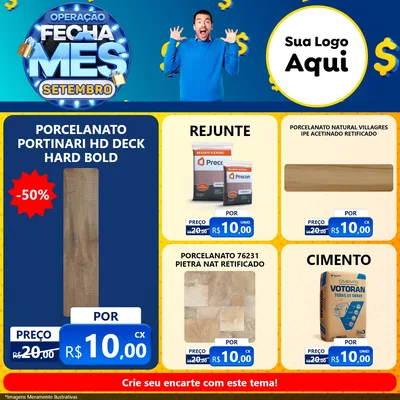 Modelo de Rede Social para Feed Facebook com o tema Operação Fecha Mês Setembro para Pisos e revestimentos