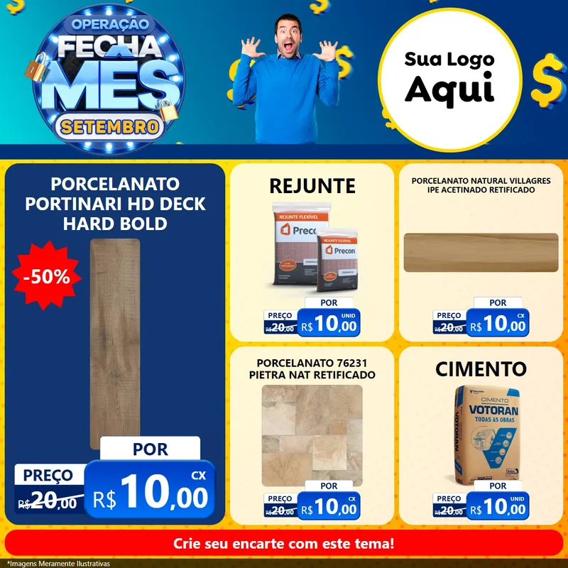 Modelo de Rede Social para Feed Facebook com o tema Operação Fecha Mês Setembro para Pisos e revestimentos