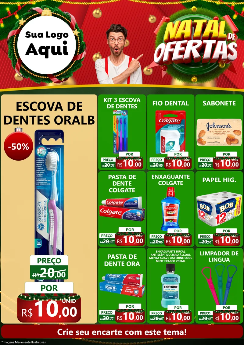 Modelo de Encarte para Encarte A4 Vertical com o tema Natal de Ofertas para Higiene Pessoal