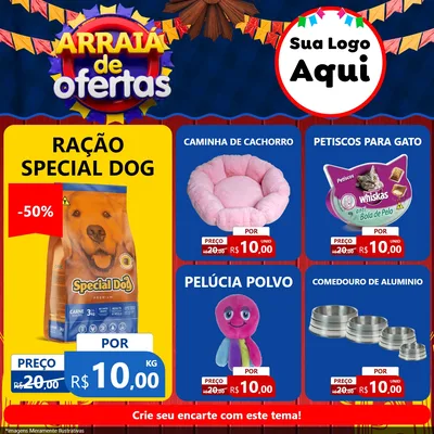 Modelo de Rede Social para Feed Facebook com o tema Arraiá de Ofertas para Pet Shop