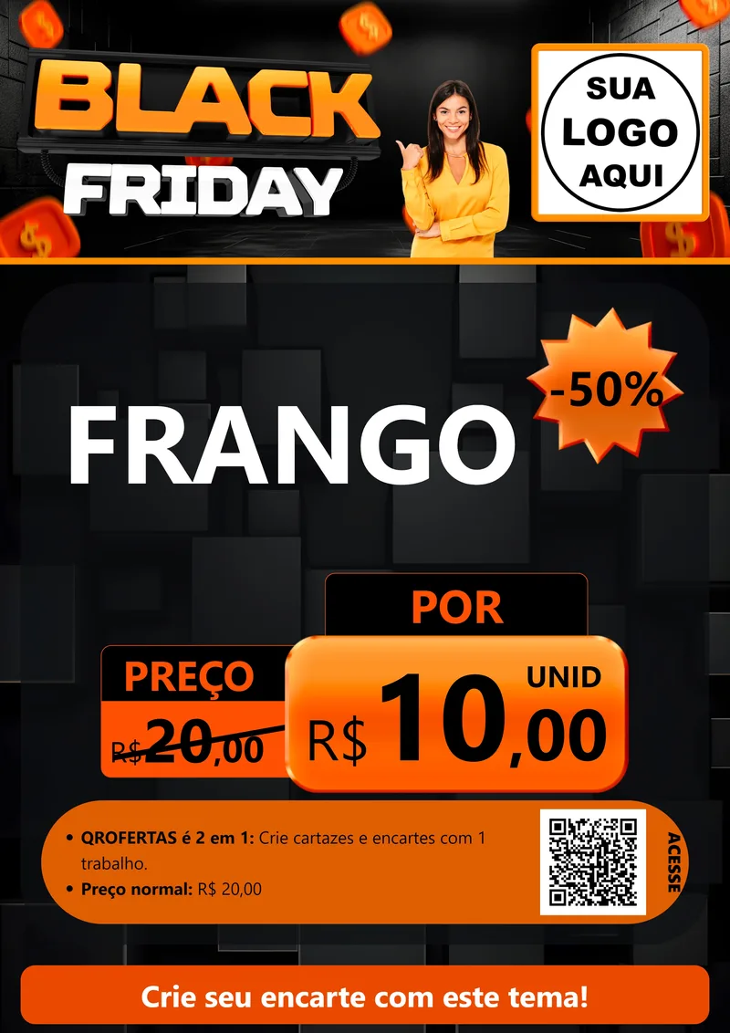 Modelo de Cartaz para Cartaz A4 Vertical com o tema Black Friday para Assados