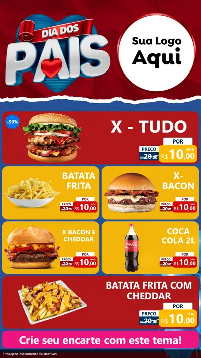 Modelo de TV para TV Vertical com o tema Dia dos Pais para Hamburgueria
