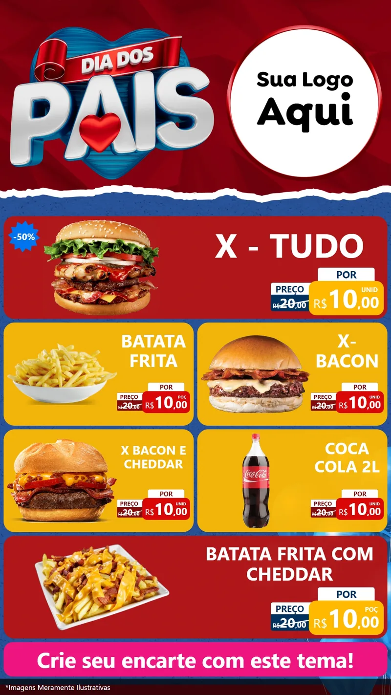 Modelo de TV para TV Vertical com o tema Dia dos Pais para Hamburgueria