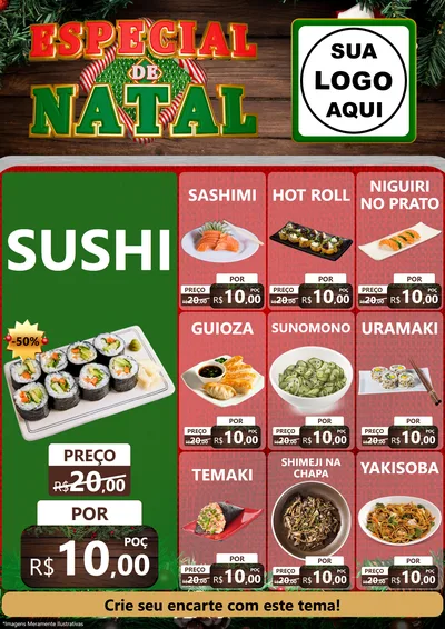 Modelo de Encarte para Encarte A4 Vertical com o tema Especial de Natal para Comida japonesa