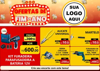 Modelo de Encarte para Encarte A4 Horizontal com o tema Ofertas de Fim de Ano para Maquinas e Ferramentas
