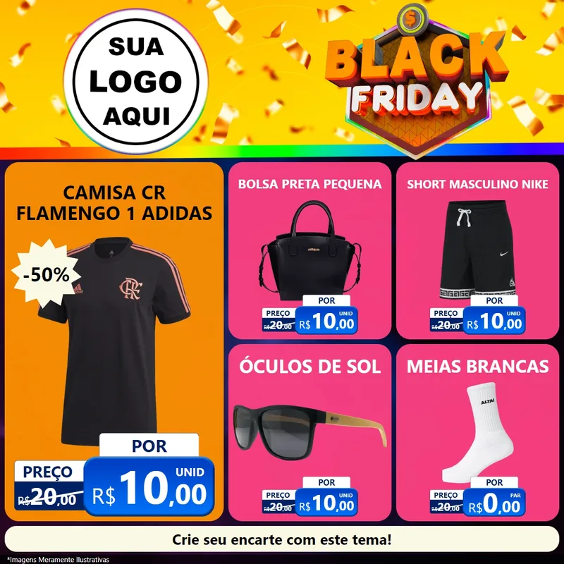 Modelo de Rede Social para Feed Facebook com o tema Black Friday para Roupas e acessórios