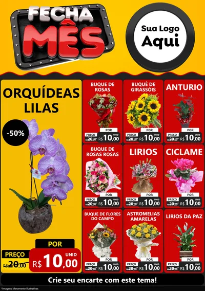 Modelo de Encarte para Encarte A4 Vertical com o tema Fecha Mês para Floricultura e jardim