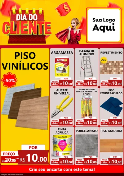 Modelo de Encarte para Encarte A4 Vertical com o tema Dia do Cliente para Material para Construção